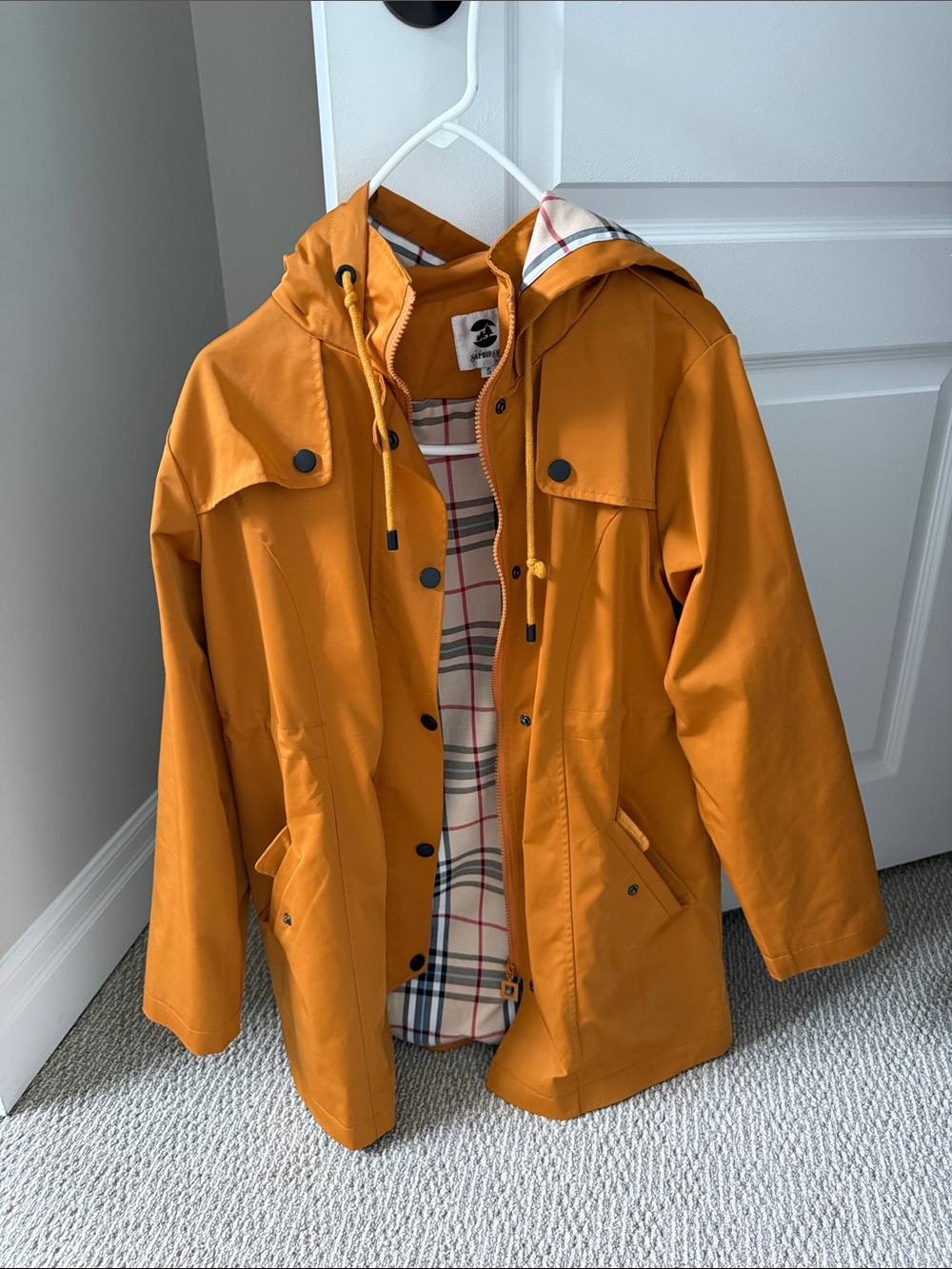 Women’s Hooded Raincoat/ fall coat - Mustard Yellow